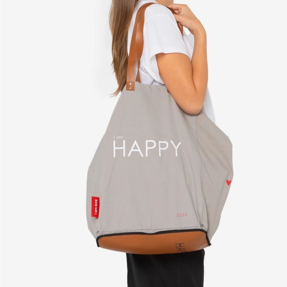 Peace love world INSPIRATIONAL FOLDING TOTE BAG “Happy ”